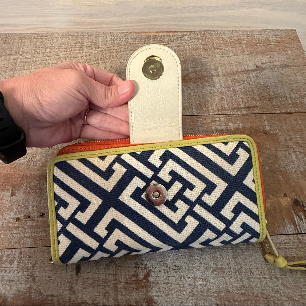 Spartina 449 Haig Point Yacht Club Wallet Coastal Nautical Navy Green Orange - Picture 8 of 13